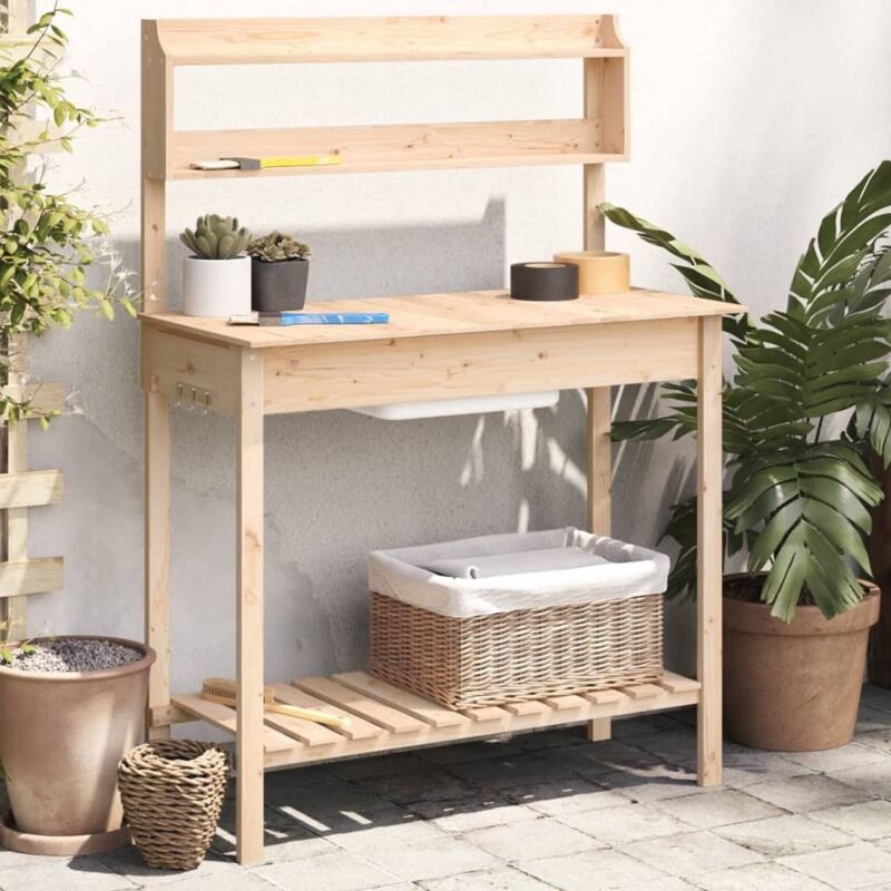Pflanztisch Mit Waschbecken 147, 5x44x139, 5 Cm Massivholz Tanne Vidaxl
