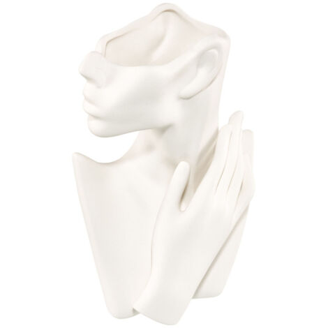 Pflanztopf – Weißer Keramiktopf in Menschenform – 15,5 x 15 x 8 cm – 1 Topf