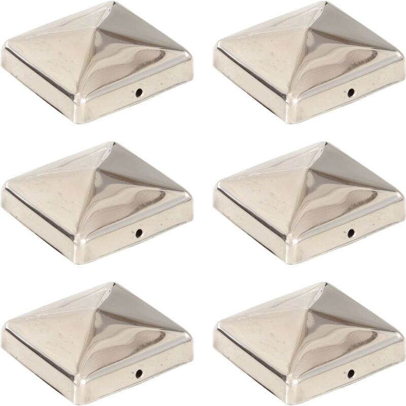 6 x PFOSTENKAPPE PYRAMIDE 71 x 71 MM STAHL FEUERVERZINKT