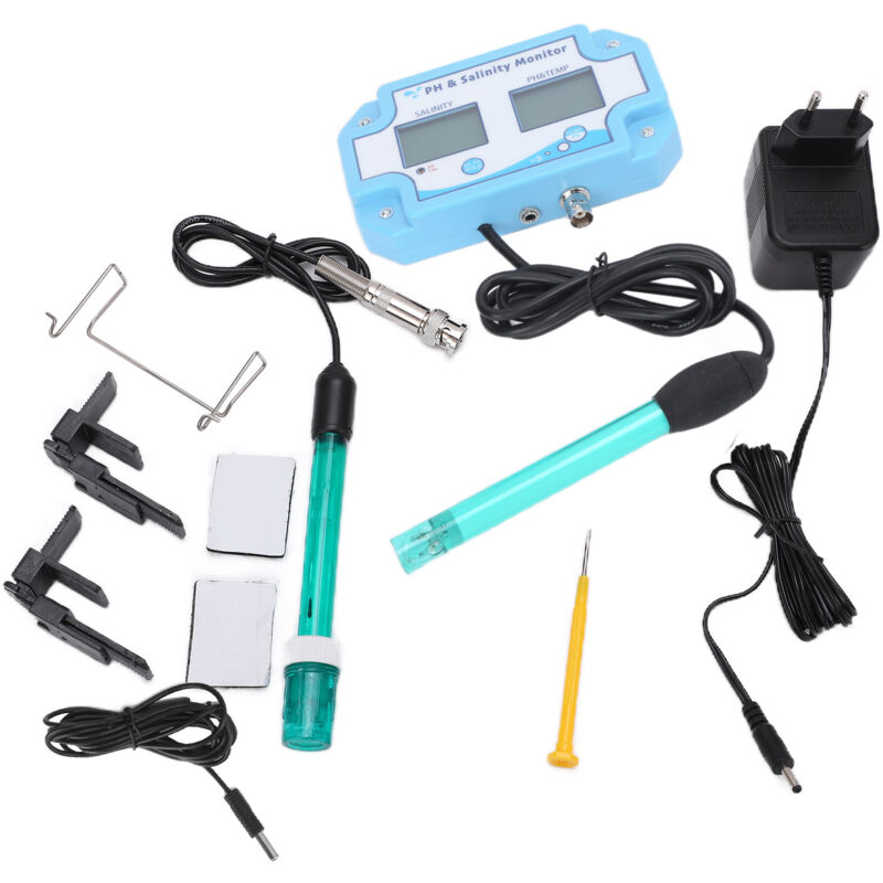 PH-2987 Analyseur de qualité de l'eau en ligne 3 en 1 PH Salinity TEMP Meter pour aquarium Fish TankEU Plug 230V-240V