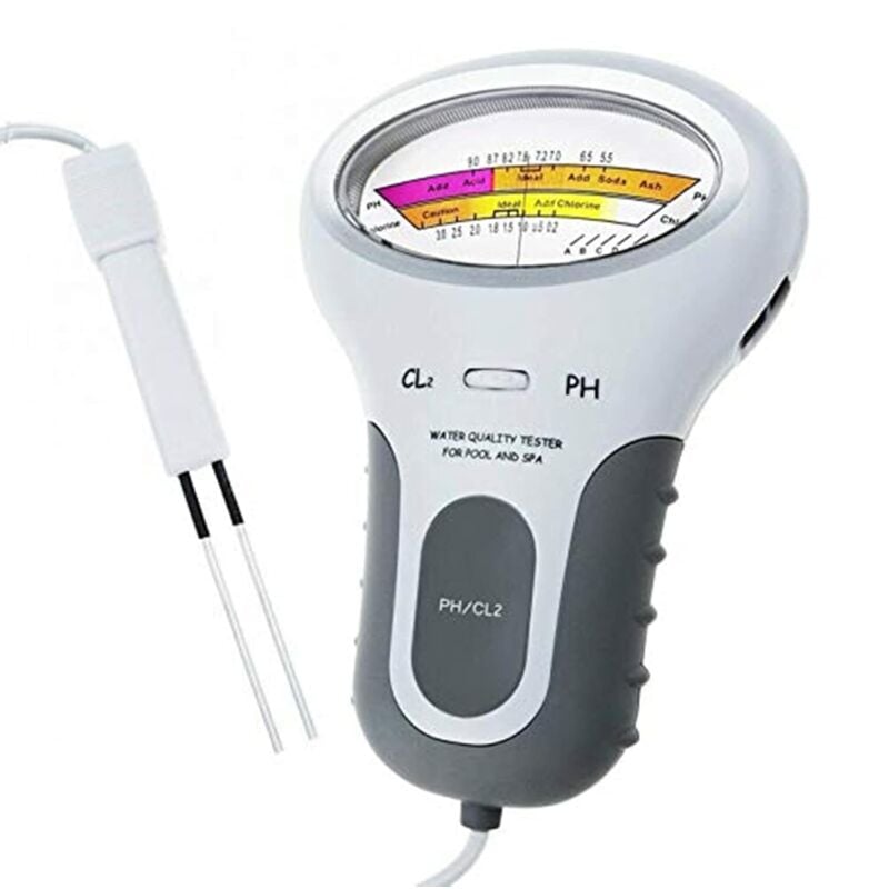 Aougo - ph & CL2 Test 2 en 1 Électronique spa Numérique Testeur de Qualité, D'eau Détecteur d'Analyse de Chlore Résiduel Moniteur