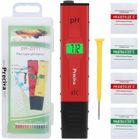 PH-Meter-Tester, 0,01 Auflösung, digitaler automatischer PH-Meter-Hydroponik-Stift mit großem LCD-Display mit Hintergrundbeleuchtung für Küche, Aquarium, Pool, Labor mit Kalibrierungspulver