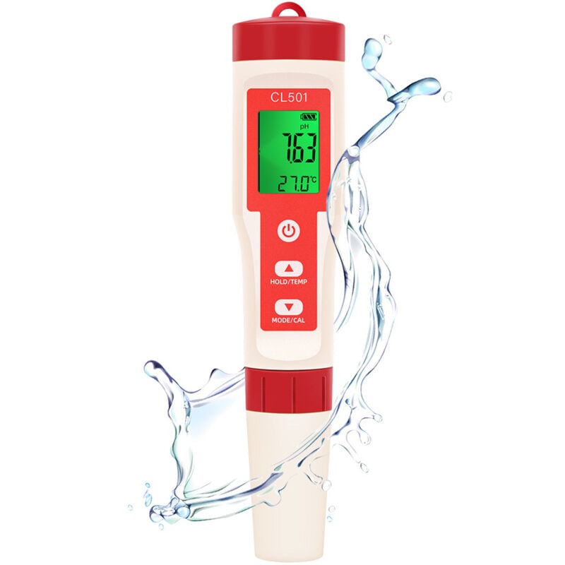 Rosvola - pH Mètre Numérique 5 en 1 Testeur pH Électronique pour Eau avec Écran lcd – Mesure pH, orp, HA2, temp, Pour Piscine, Aquarium, Hydroponie