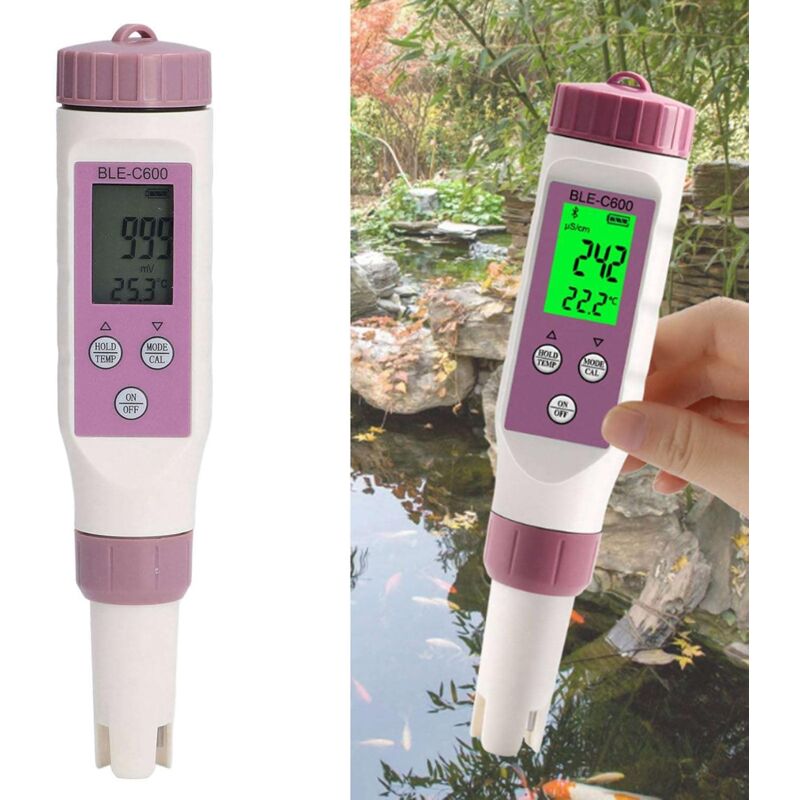 PH-Mètre Numérique, 7 en 1 Compteur Qualité l'eau Bluetoothes TDS-EC-ORP-SG Enregistrer Automatiquement les Données pour Culture hydroponique d'eau