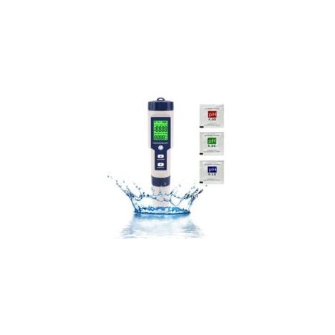 Ph-mètre Testeur PH Electronique, Testeur Eau Piscine 5 en 1 avec Rétro-éclairage, PH/TDS/EC/Salinité/TempmèTre avec ATC, PH Metre Haute Précision de Résolution 0.01, pour Eau Potable, Aquarium, Spas