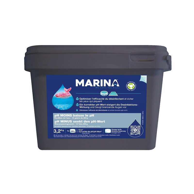 Quilibre de l'eau - Galets de pH Moins à dissolution rapide 3,2kg - Marina