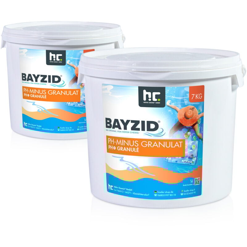 Höfer Chemie 2 x 7 kg (14 kg) BAYZID pH moins granulé - l'orginal pour une valeur de pH optimale