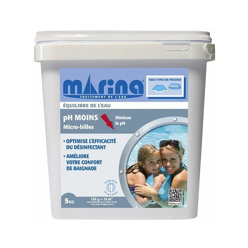 Marina - quilibre de l'eau - pH Moins micro-billes 5kg