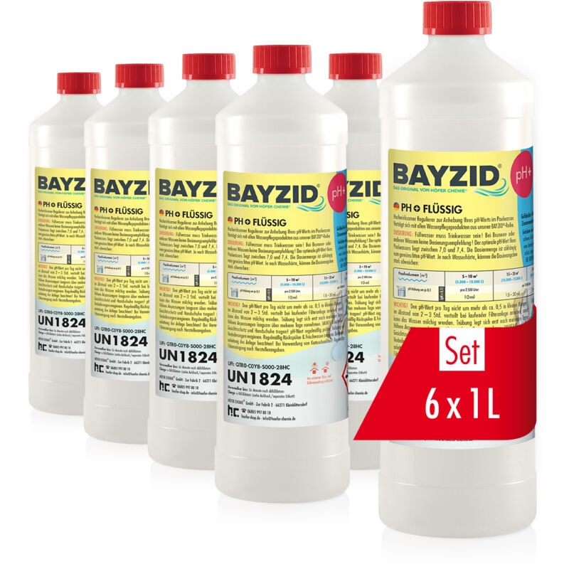 Höfer Chemie 6 x 1 kg BAYZID pH plus liquide - l'ORIGINAL pour une valeur de pH optimale et une excellente qualité de l'eau