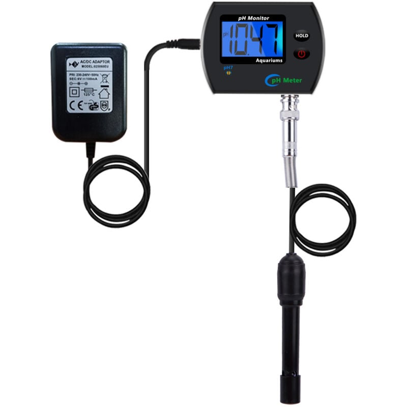 Image of pH-Tester, digitales LCD-Wasserqualitätsmessgerät für Aquarien und Schwimmbäder (EU-Stecker 220 V)