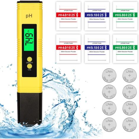 PH Testeur Électronique, Testeur de Qualité de l’Eau Digital LCD, Fonction D’Étalonnage Automatique et 0.00-14.00 Portable PH Mètre Numérique Portable PH Mètre Numérique