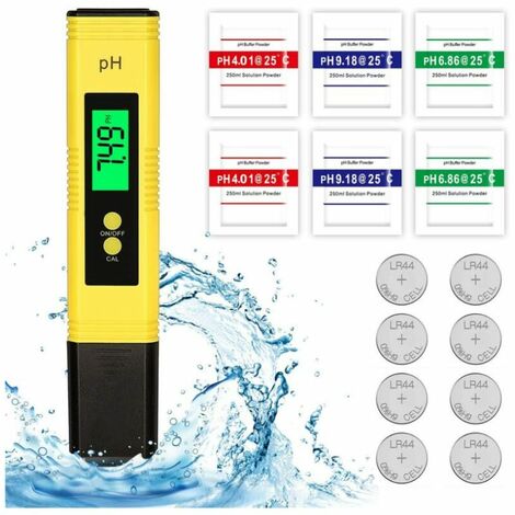 PH Testeur Electronique, Testeur de qualité de l'eau Digital LCD,Fonction D'étalonnage Automatique et 0.00-14.00 Portable PH Mètre Numérique Portable PH Mètre Numérique