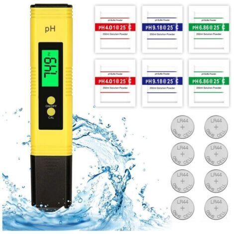 PH Testeur Electronique, Testeur de qualité de l'eau Digital LCD,Fonction D'étalonnage Automatique et 0.00-14.00 Portable PH Mètre Numérique Portable PH Mètre Numérique