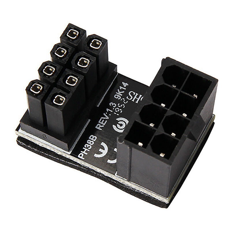 

PH38B ATX 8Pin Hembra a 8Pin Macho Adaptador en angulo de 180 grados para computadora de escritorio Tarjeta grafica, Negro