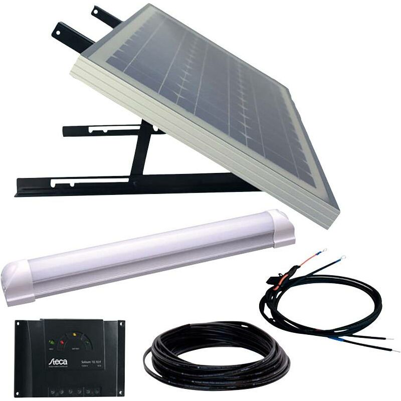 Super illu one 600300 Kit solaire 30 Wp avec câble de raccordement, avec régulateur de charge, avec lampe led W385021 - Phaesun