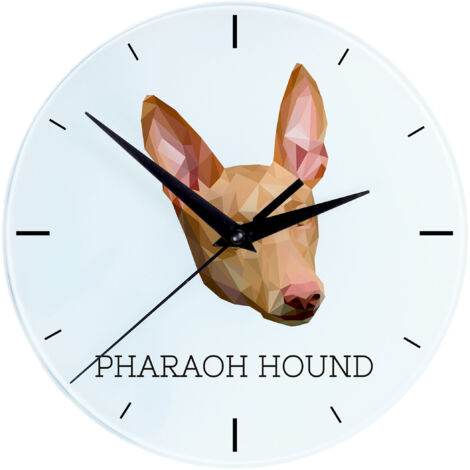 Pharaonenhund, Malteser Windhund - geometrische Wanduhr mit Foto und Aufschrift von Art-Dog