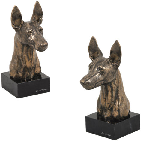 Pharaonenhund, Malteser Windhund - Hundestatuette, Büste auf Steinsockel, Skulptur, Trophäe für die Art-Dog Hundeausstellung