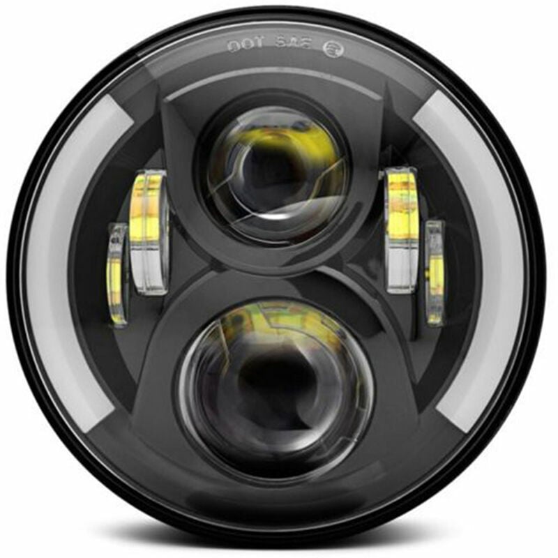 Start - Phare à led DC12-30V pour motocyclette, clignotant rétro rond, remplacement des phares de Jeep Wrangler 7 pouces