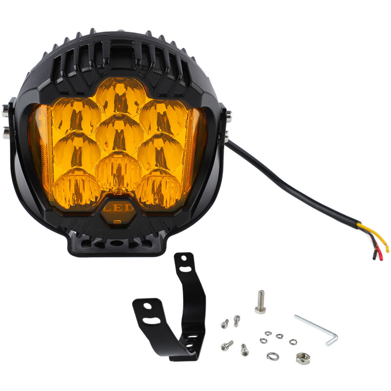 Start - Phare à led de 5 pouces pour voiture, lumière uniforme IP67, étanche, haute luminosité, 50W, forte puissance, pour Jeep, lumière jaune