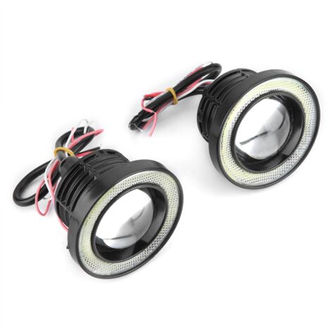 Phare antibrouillard LED RGB 30 W pour voiture, avec anneau lumineux « Angel Eye » COB ultra-lumineux et télécommande (8,9 cm)