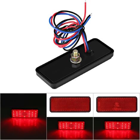 Phare arrière LED rectangle universel pour scooter et moto - Feu stop et clignotant rouge