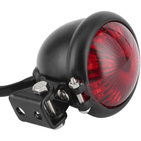 Phare arrière LED universel pour moto 12V, boîtier noir avec lentille rouge, inclut vis de fixation