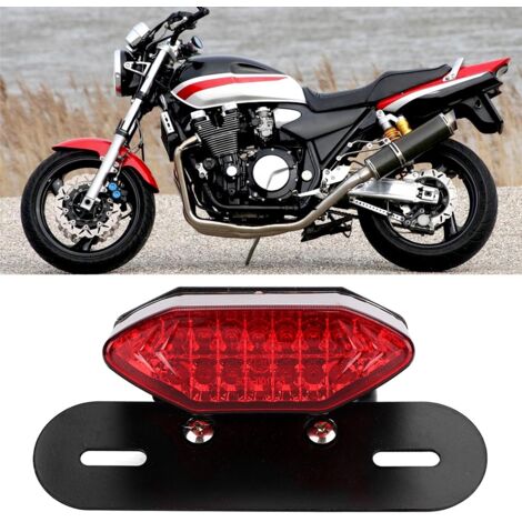 Phare arrière LED universel vintage pour moto - Clignotant et feu stop - Compatible Yamaha Rouge