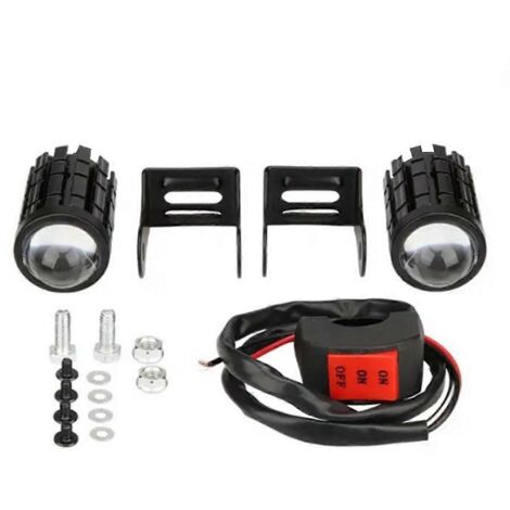 Phare avant de moto 12-80V 12W Mini antibrouillard blanc+--
