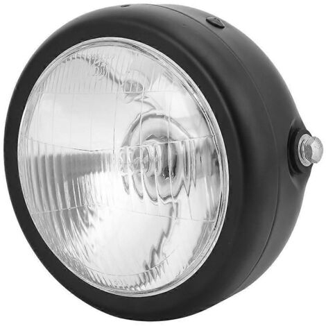 Phare avant de moto rond noir rétro en alliage coque blanche lentille, compatible CG125 et GN125.