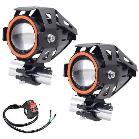 Phare avant LED Angel Eye pour moto, feu auxiliaire de conduite, mini feux antibrouillard U7, accessoires pour moto, quad et scooter - 2 pièces rouges