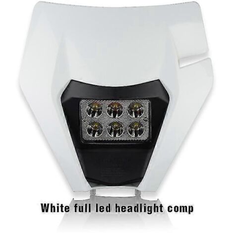 Phare avant LED Powerzone pour moto, compatible avec les carénages Supermoto et Enduro (KTM EXC, SXF, MX) - Phare blanc