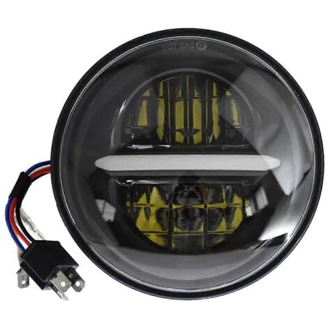 Phare avant LED rétro 5,75 pouces pour moto, noir--
