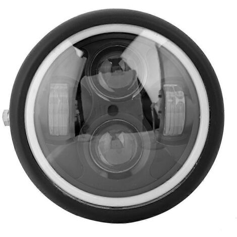 Phare avant LED rond universel moto style rétro, phare moto lumineux à LED, éclairage avant brillant pour motocyclette classique.