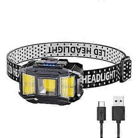 Phare avant puissant à LED COB avec détecteur de mouvement, chargement USB et éclairage puissant.