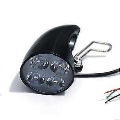 Phare avant ultra-lumineux à 4 LED pour vélo électrique/scooter 36V/48V avec klaxon intégré et 4 LED.