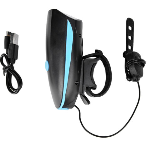 Phare avant USB rechargeable haute luminosité et klaxon pour vélo, lampe d'avertissement bleue