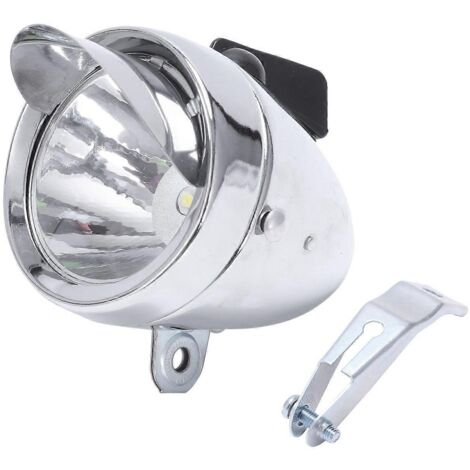 Phare Avant Vélo Rétro Étanche 6 LED Métal Argenté pour Casque