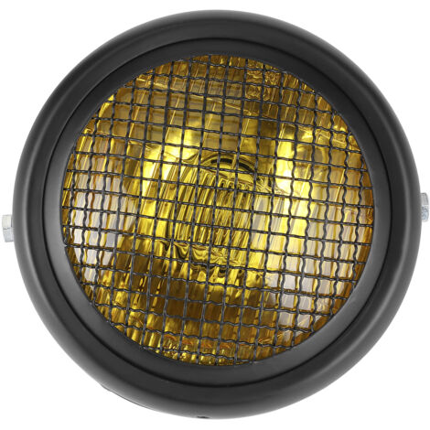 Phare de gril de moto 7 pouces 55W, lampe frontale halogène de Style rétro, lentille jaune à haute luminosité