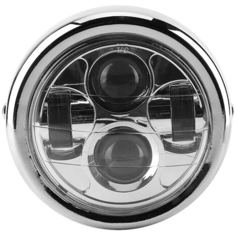 ,Phare de moto universel Vintage aluminium rétro LED phares ronds phare-Crezuo