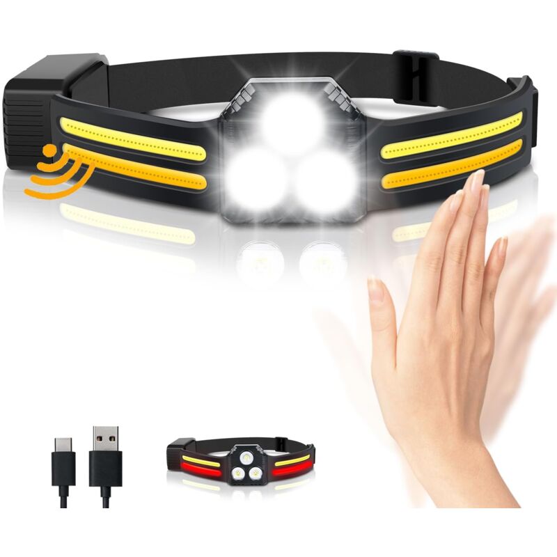 Phare de pêche nocturne à induction, lumière d'équitation extérieure, lampe de course nocturne rechargeable USB