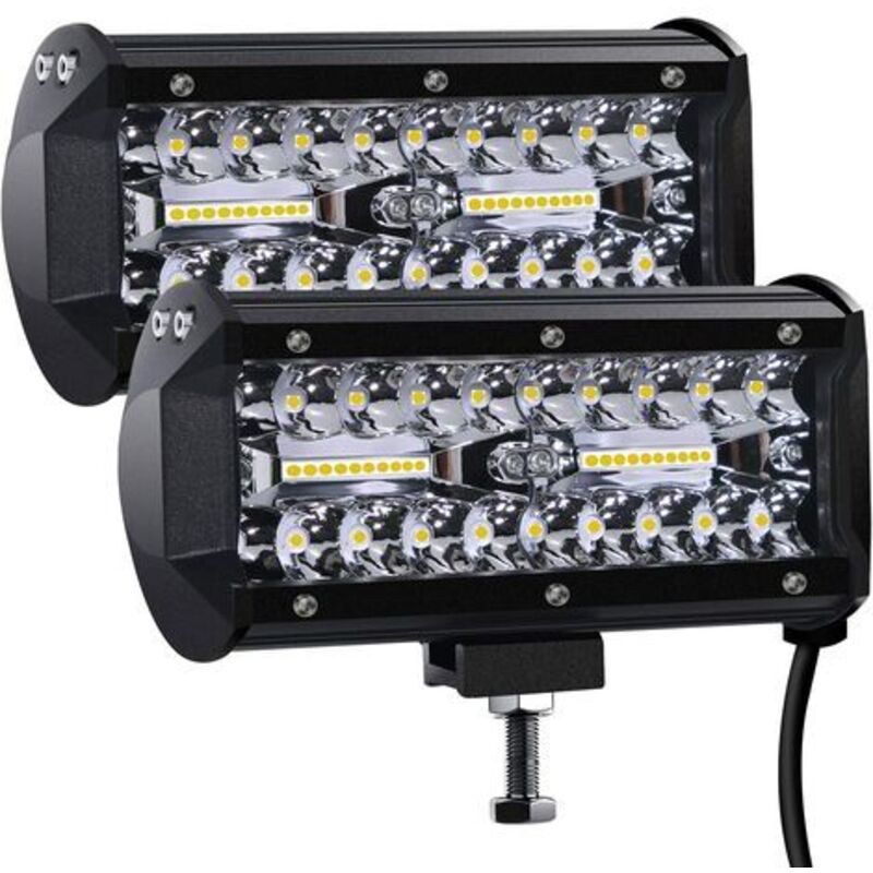 Phare de Travail LED, 12V 120W 7''Projecteur LED Voiture Barre Lumière de Travail LED Etanche,12v Etanche IP67 Spot Flood Feux Antibrouillard LED
