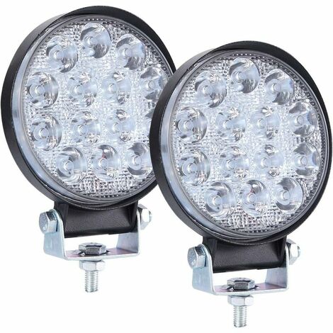 Phare de Travail LED 12V 140W 4'' Projecteur LED Voiture Spot Flood Feux Antibrouillard LED 6000K 14000LM Feux de Travail pour Voiture Camion Tracteur SUV Bateau Off Road 2 PCS