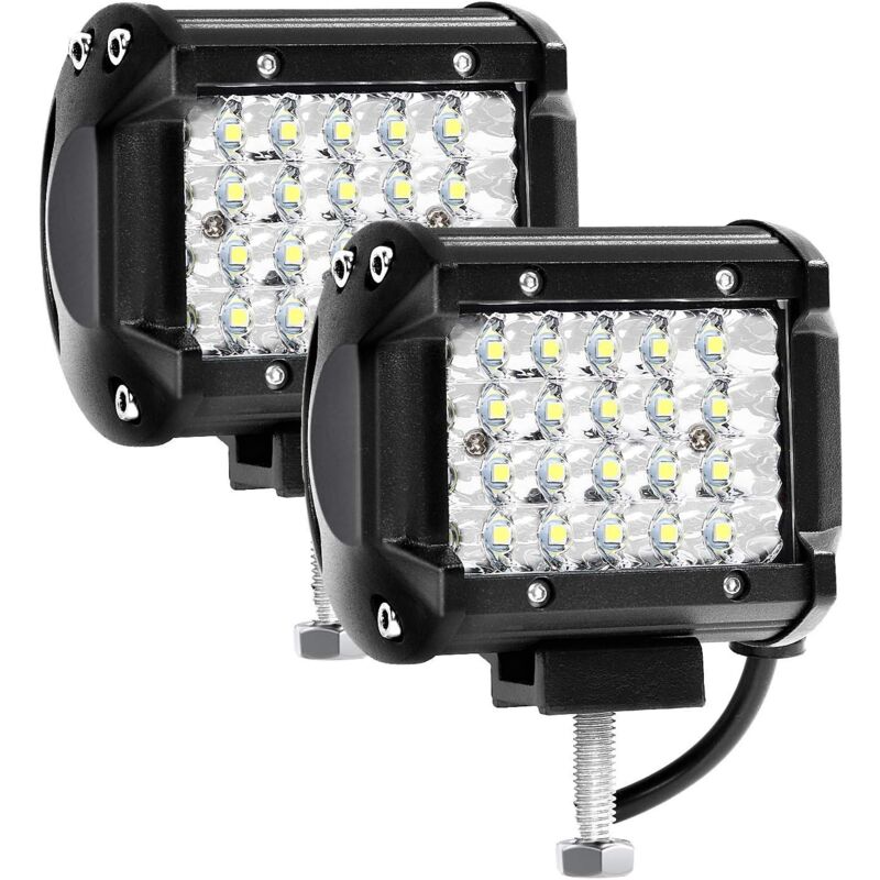 SNQ - Phare de Travail led 12V 144W 4'' - Projecteur led Étanche IP67 pour Voiture Camion Tracteur suv Bateau - Spot Flood Feux Antibrouillard led