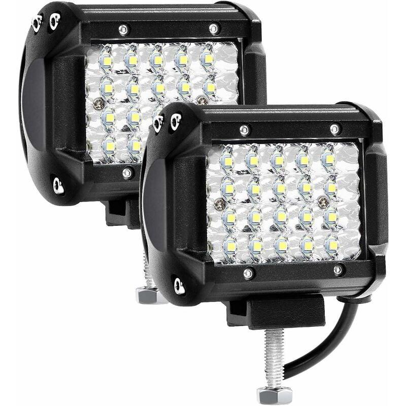 Phare de Travail LED 12V 144W 4'' Projecteur LED Voiture 12v Etanche IP67 Spot Flood Feux Antibrouillard LED 10,500lm Feux de Travail pour Voiture