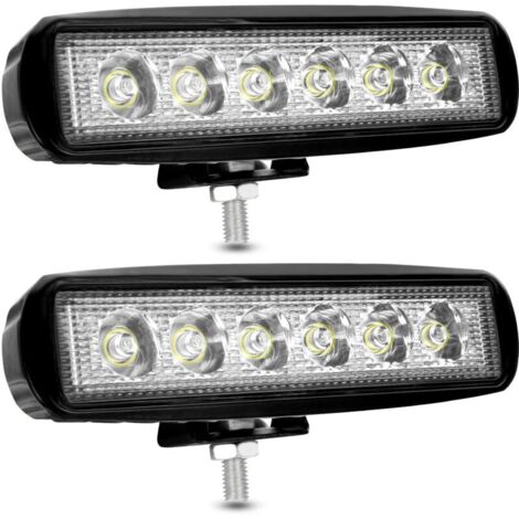 Phare de Travail LED 12V 18W Projecteur LED Voiture 12v  Spot Flood Feux Antibrouillard LED 9,200lm Feux de Travail pour Voiture Camion Tracteur SUV Bateau [2 pièces]