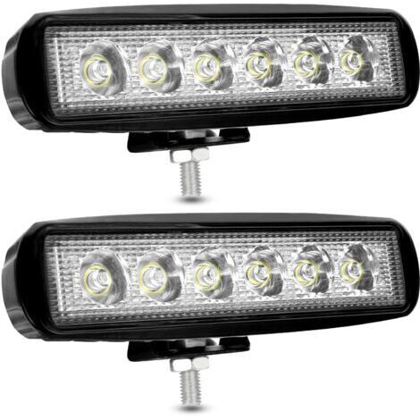 Phare de Travail LED 12V 18W Projecteur LED Voiture 12v  Spot Flood Feux Antibrouillard LED 9,200lm Feux de Travail pour Voiture Camion Tracteur SUV Bateau [2 pièces] NPTERBL