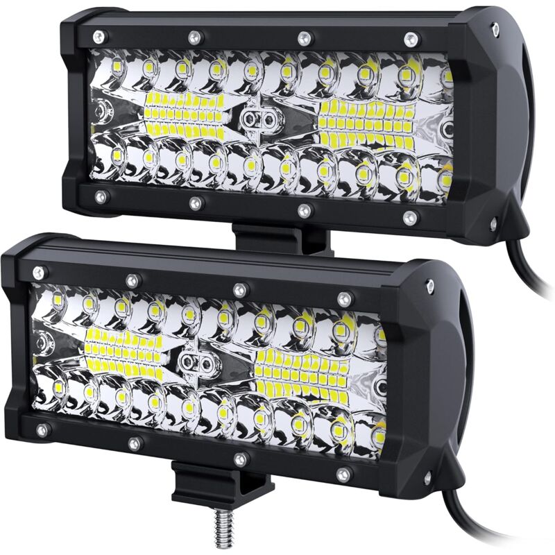 Phare de Travail LED 12V 2PCS 120W Carré 24V lumière pour offroad Voiture camions SUV 4x4 tracteur, feu antibrouillard