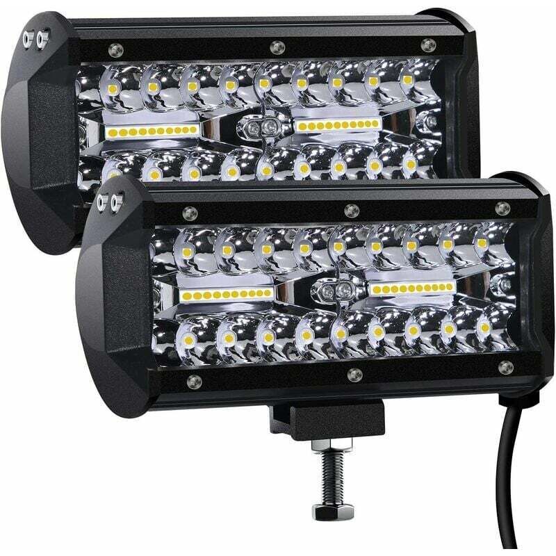 Phare de Travail led 12V 300W 7'' - Projecteur led Étanche IP67, Puissant Éclairage Spot et Flood pour Voiture, Camion, Tracteur, suv, Bateau (Lot de