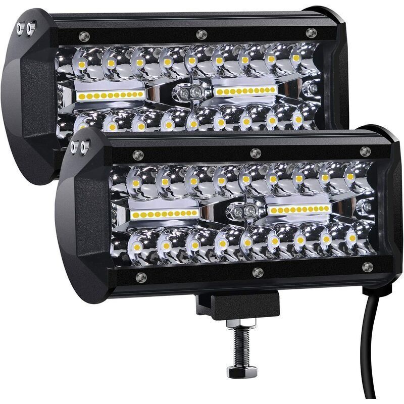 Phare de Travail LED 12V 300W 7'' - Projecteur LED Étanche IP67, Puissant Éclairage Spot et Flood pour Voiture, Camion, Tracteur, SUV, Bateau (Lot de