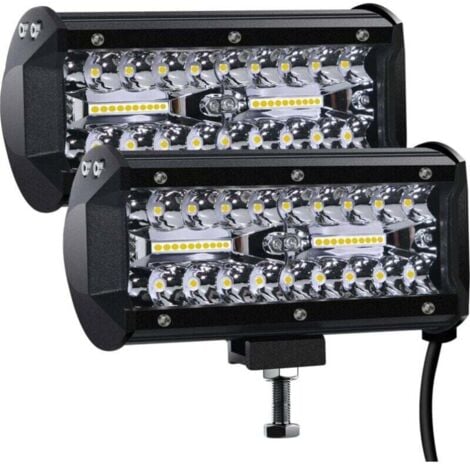 KINZON Phare de Travail LED 12V 300W 7'' Projecteur LED Voiture 12v Etanche IP67 Spot Flood Feux Antibrouillard LED 27,000lm Feux de Travail pour Voiture Camion Tracteur SUV Bateau(2 PCS)